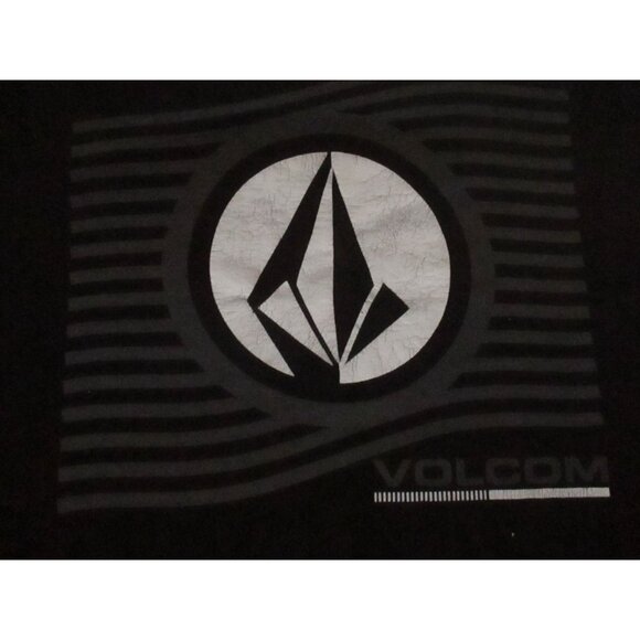 Volcom Mens Black T-Shirt With Graphic Print Stripe Logo Large Skater - Picture 2 of 7